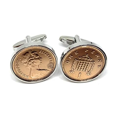1973 50th Birthday / Anniversary Silver Plated 1p Penny1 pence coin cufflinks 70th birthday gifts for men Cover
