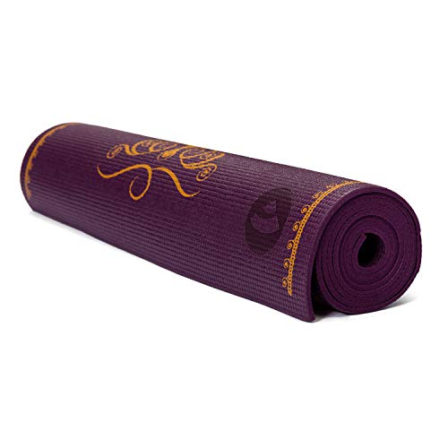 YOGATERIA Tapete de Yoga Mat PVC ECO roxo estampado elefante indiano 183cm x 60cm 4.5mm Bodhi