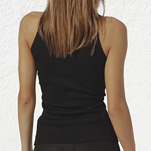 Image of Women Strapless Crop Top Sexy Hollow Out Twist Front Knitted Tank Tops Sleeveless Y2K High Neck Cut Out Sweater Vest