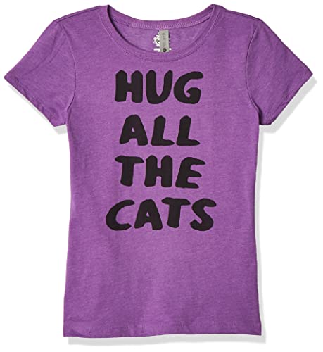 Lost Gods Girls' Little Cat Hugger Graphic T-Shirt, Purple Berry, XS