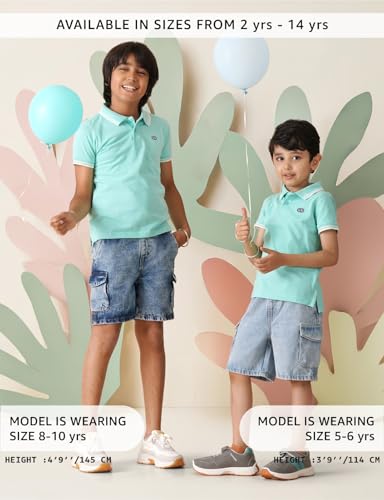 Image of Amazon Brand - Symbol Boys Cotton Rich Solid Polo Tshirt | Collar Tshirts | Half Sleeves | Plain-Regular Fit