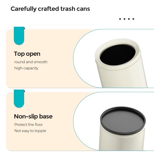 Caneca de basura metálica redonda 9L blanca miniatura 4