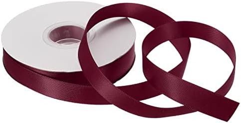 sourcing map 15mm 25 Yard(23m) Satin Ribbon Grosgrain Thin Solid Silk Wedding Bouquet Ribbon for Valentine's Day Gift Wrapping Cake Box Bows Gold
