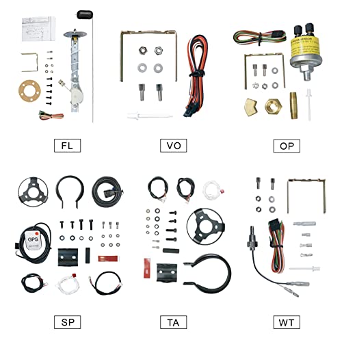 Motor Meter Racing Evo Series Digital 6 Gauge Set - Blue & Red Led - 3-3/8" 85Mm Speedometer & Tachometer - 2-1/16" 52Mm Voltage, Fuel Level, Water Temperature & Oil Pressure #TOP7