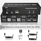 ✅Displayport KVM Dual Monitor mit breiter Kompatibilität und zwei Schaltmethoden Displayport KVM Switch unterstützt mehrere Betriebssysteme und Geräte: Vollständig kompatibel mit Windows 10/7/2000/XP/ und Mac. 2 bequeme Umschaltmodi: 1. Toggle-Auswahl an der Vorderseite; 2. kabelgebundener Fernschalter (One-Touch-Schalter).🧡Hinweis: Der KVM unterstützt keine Hotkey-Umschaltung.