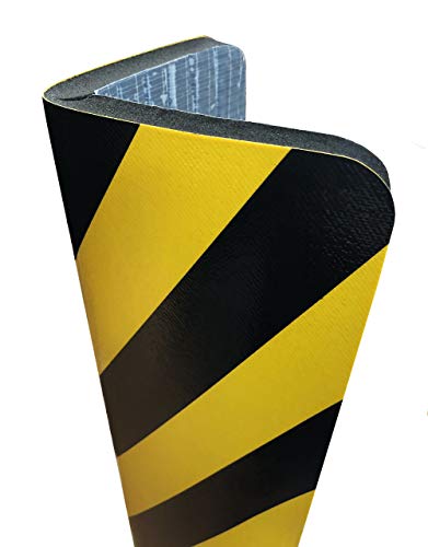 Protector para columnas parking con adhesivo, protector paragolpes franja amarillo/negro, 700x300 mm y 20 mm ancho Cover