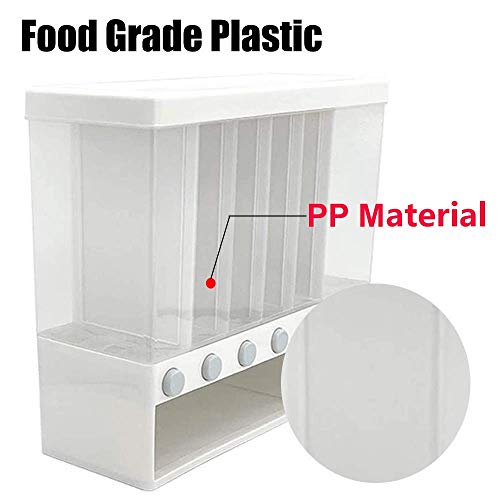 Wall Mounted Dry Food Dispenser - Whole Grains Rice Bucket Rice Storage Tank, Space Saving Containers For Convenient Storage Of Rice Nuts Beans Cereals And Free Control Of Cereal Output #TOP3