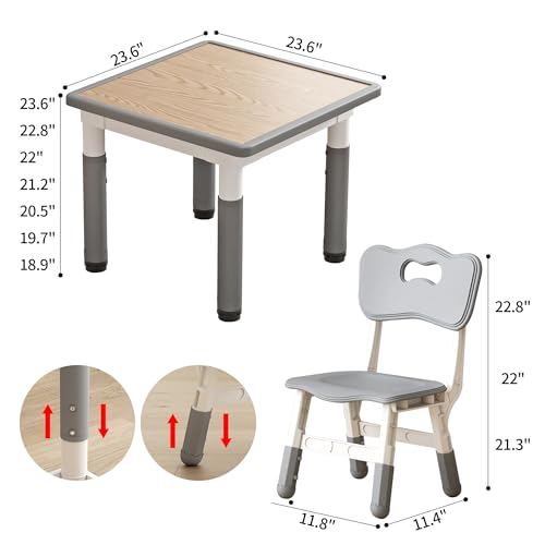 image for JONUTATO Kids Table and Chairs, Height Adjustable Childrens Table and 