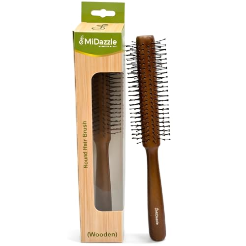 Image of Midazzle Wooden Bold Hair Brush for Women & Men | Natural Wooden Bristles Scalp Massage Comb | Anti-Static, Reduces Frizz & Hair Fall | Detangling Paddle Brush for Thick, Curly & Straight Hair (MIHB0047)