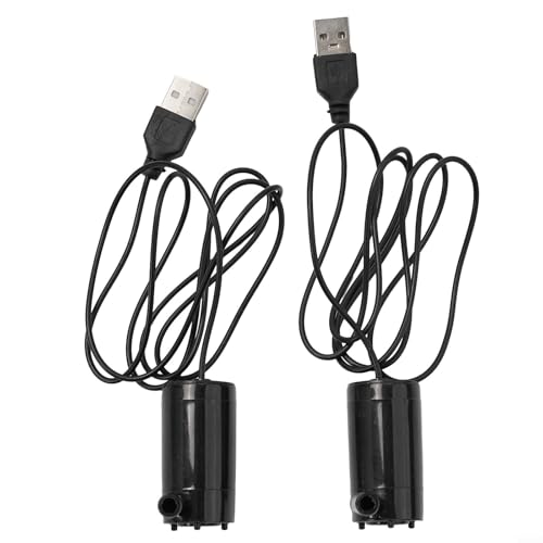 Vidonergy Agua sumergible sin escobillas de 12 V CC, paquete de 2 con cable de 1 m, motor silencioso para riego de jardín y fuente, cabezal de salida de 2-3 l/min, color negro