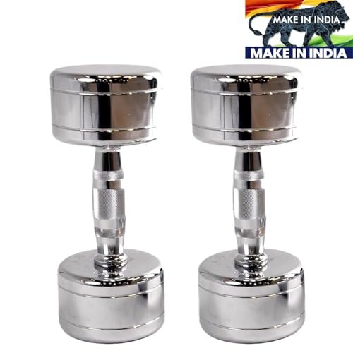 Image of Stainless Steel Dumbbells Set (2 kg X 2 = 4 Kg) Set of 2 adjustable Dumbells for Gym Home workout Exercise & Fitness Heavy Duty Solid Caste Iron Handle