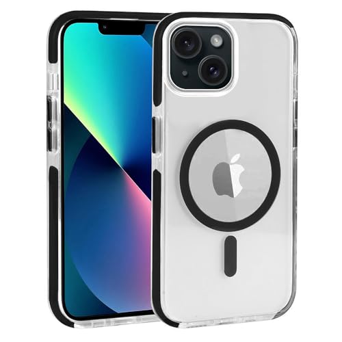 Image of Amazon Brand- Solimo Back Cover for Apple iPhone 13 /14 | Compatible with MagSafe | Magnetic Case with Built-in Magnets | Slim PC & TPU Cover for Apple iPhone 13 /14 (Black)