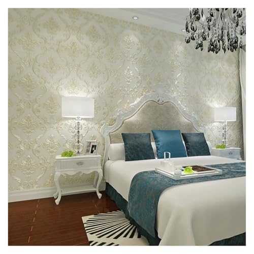 Papier peint non tissé haut de gamme aspect textile bleu clair 9.5m - 4