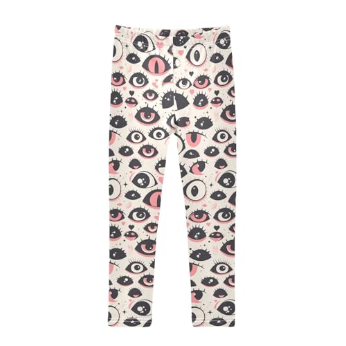 KLL Black and White Evil Eyes Little Girls Leggings Stretchy High Waisted Workout Pants Gym