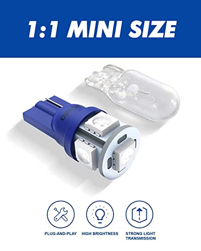 Image of Marsauto 194 LED Bulb Blue 168 T10 2825 5SMD No Polarity Replacement Bulbs for Car Dome Map Door Courtesy License Plate Dashboard Lights Lamp 12V