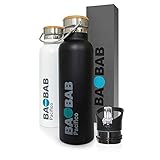 🌍 PACIFICO - Umweltfreundliche, wiederverwendbare Thermoflasche, doppelwandige Isolierung ohne BPA. Hält heiße Getränke im Winter und kalt im Sommer 8 Stunden. Beständige Farbe. Edelstahlkappe mit Bambus und auslaufsicherem Silikonring. Damit können Sie es an Rucksäcken befestigen. INKLUSIVE Strohhaube, ideal für SPORT und KINDER. Für Arbeit, Sport, Reisen, Freizeit, Schule. SCHWARZE FARBE schließt Gewebeflaschenhalter ein. Hochwertiges Produkt für eine lange Lebensdauer.