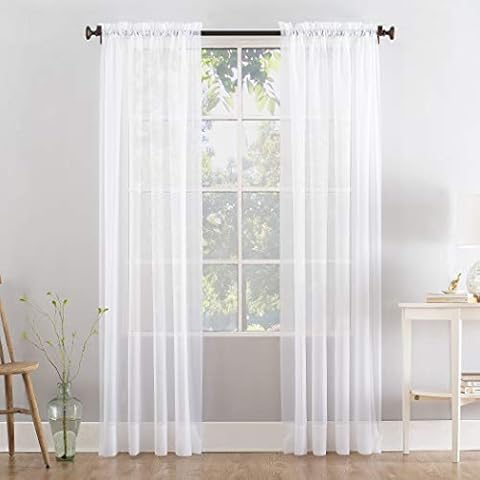 Megachest Woven Voile Slot Top Curtain 2 Panels (pure white, 78" wideX90 drop(W200cmXH228.5cm)) Cover
