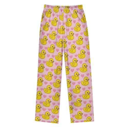 Cute Yellow Rubber Ducks Pajama Pants Lounge Sleep Pants Elastic Waist Long Pajama Bottoms with Pockets for 6-14 Years2