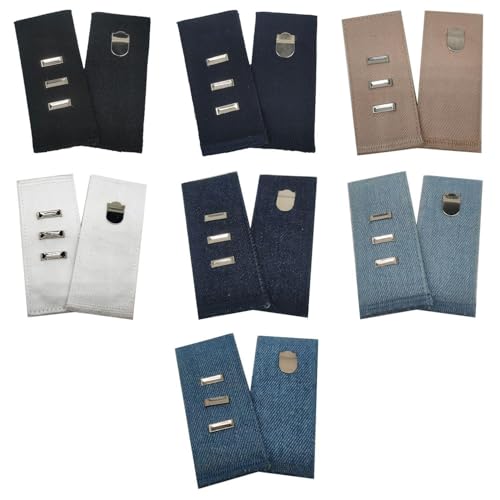 TIMJJG Extensor De Cintura De 7 Piezas, Práctico Accesorio para Pantalones Elásticos, Herramienta De Ajuste De Cintura Elástica, Adecuado para Jeans, Pantalones Casuales, Pantalones, Etc.