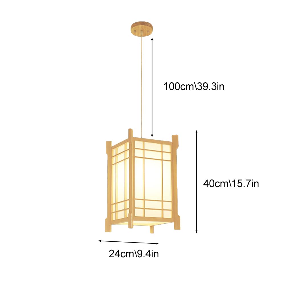 Jadssox Lampa wisząca z latarnią w stylu japońskim Drewniany żyrandol Wisząca lampa sufitowa Oprawa oświetleniowa, E27 Lampy wiszące do sypialni Restauracja Kawiarnia Herbaciarnia Bar Oświetlenie do j