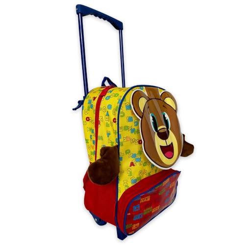Mochila Infantil Escolar Ursinho com Rodinhas – Mochila Escolar de Carrinho, Mala Infantil para Escola e Passeio