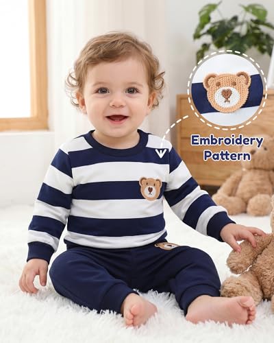 Image of NZRVAWS Toddler Baby Boy Clothes Infant Fall Winter Outfit Long Sleeve Pant Top Set 2Pcs Sweatshirt 0 Month-3 Years