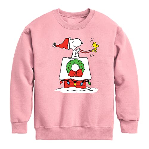 HYBRID APPAREL - Peanuts - Snoopy & Woodstock House Sleigh - Toddler And Youth Crewneck Fleece Sweatshirt