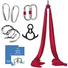 Aerial Silks Starter Kit - Durable 9 Yards of Aerial Yoga Hammock with Hardware & Guide - Aerial Swing for Acrobatic Flying Yoga & All Levels Aerial Rigging Point Up to 13ft