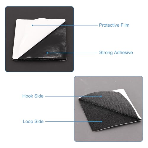 Image of 20 PCS Hook and Loop Patches, 3.93x3.93 Inch Hook and Loop Strips with Adhesiv, Non Slip Rug Pads Gripper, Washable Dual-Sided Adhesive Pads for Home School Office and Classroom Use (Black)