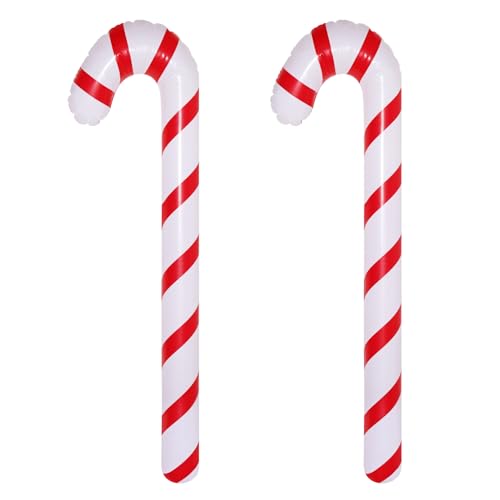 Penta Angel Inflatable Christmas Candy Canes 2Pcs Large PVC Red White Candy Cane Balloons Floats Ornaments for Xmas Holiday Indoor Outdoor Decoration