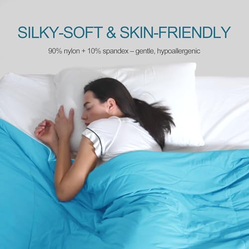 Moonrite Cooling Blanket Twin Size, Q-max > 0.45 Japanese Arc-chill Cooling Comforter for Hot Sleepers, Silky Soft Breathable Cool Blanket fot Summer Night Sweats,Blue,68x88 by Moonrite - Used condition - Image 6