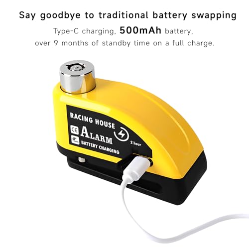 Candado de disco recargable e impermeable con alarma de 110 dB para proteger tu moto 7