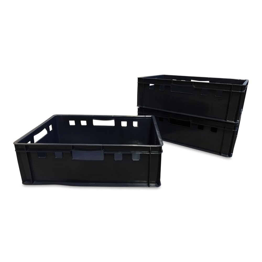 Eurobox - Set di 5 scatole per macellaio, 60 x 40 x 12,5 cm, stabile per alimenti (grigio