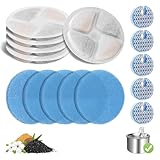 5 Pack Cat Fountain Filter Replacement for Round 2.2L/73oz Automatic Pet Water Fountain, Stainless Steel Cat Water Fountain Filters, Triple Filtration System, Activated Carbon Filters