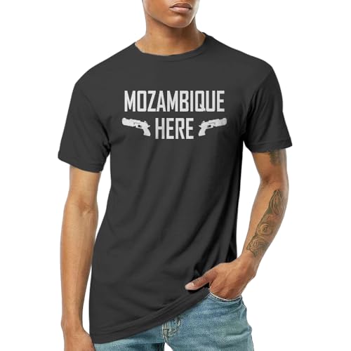 Indica Plateau Mozambique Here Charcoal Grey Small Unisex T-Shirt