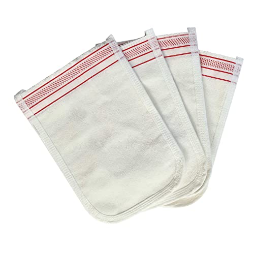 Turkish Exfoliating Gloves – Face & Body Exfoliation Mitts - Bath Hammam Spa Exfoliator Kese Glove - Body Scrub Glove to Remove Dead Skin – Brighten & Soften Skin – 4Pcs (White & Burgundy)