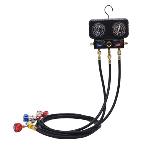 Juego de Manómetro para Aire Acondicionado con Mangueras, Juego Mejorado de Seguridad para Automóvil, Reemplazo para Refrigerantes R410A, R32, R134A y R22 miniatura 5