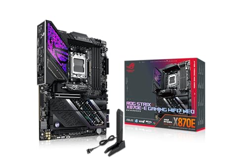 ASUS ROG Strix X870E-E Gaming WiFi7 Neo AMD ATX Mainboard (AMD AM5 18+2+2 Leistungsstufen DDR5 5X M.2 Steckplätze M.2 Q-Release PCIe 5.0 2X USB4 USB 10Gbps Typ-C Aura Sync RGB)