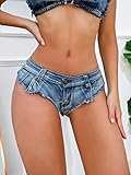 Jeansshorts Shorts Frauen Jeans ausgefranste sexy Jeans Shorts ausgefranst - zerrissen Hotpants niedrige Taille sehr kurz Stretch für mädchen Meer Strand