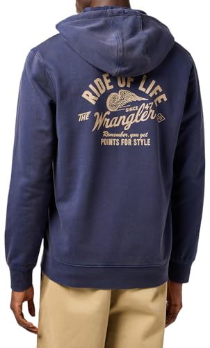 Wrangler Americana Hoodie avec motif poitrine, sweat à capuche robuste au look vintage