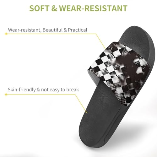 Grungy Style Black Checkered PVC Slippers Sandals for Women Men Open Toe Soft Cushioned Non-Slip Sandal for Indoor Outdoor3