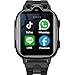 MJVV 4G GPS Smart Watch for Kids with Calling Whatsapp Line Facebook TikTok Tracker Phone Watch Video Call SOS Alarm Voice Chat Message Real-Time Elderly Tracking Smartwatch for Age 3-15 Gift Black