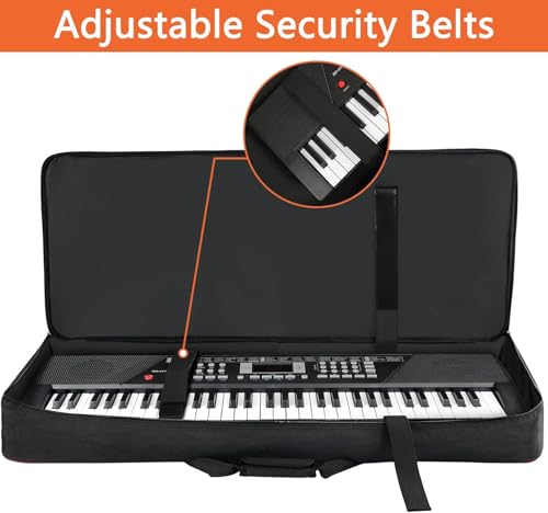 Image of GIG Master Heavy Padded Keyboard Bag /Cover /Case for Yamaha PSR-E453, E463, I425, I455, I300, I400, I500, 61 Keys Keyboard with Dust Cover & Double Pocket(Black & Red)