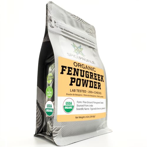 Spice Profile USDA Organic Fenugreek Powder, Methi Powder, 8 oz, Lab Tested