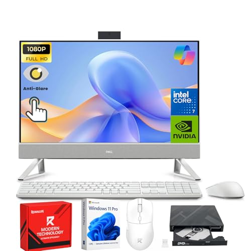Image of Dell 2025 27 inch All-in-One Desktop Computer, 27-inch FHD IPS Touchscreen, Intel 10-Core 7-150U, NVIDIA GeForce MX570A, 64GB RAM, 2TB SSD, Wi-Fi 6E, IR Web Camera, Windows 11 Pro, with Redragon Accessory