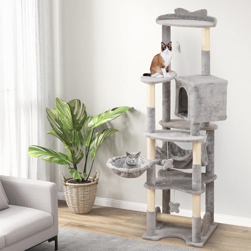Árbol para gatos gris multi-niveles de 69 pulgadas miniatura 2