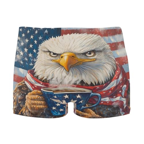 July 4th American Flag Bald Eagle Mens Swim Trunk Swimwear Swim Brief Square Leg Board Short S S0407190