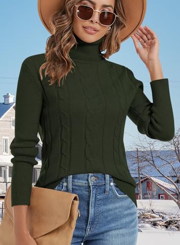 Image of ANFTFH Womens Turtleneck Sweater 2025 Ribbed Knit Top Pullover Sweaters