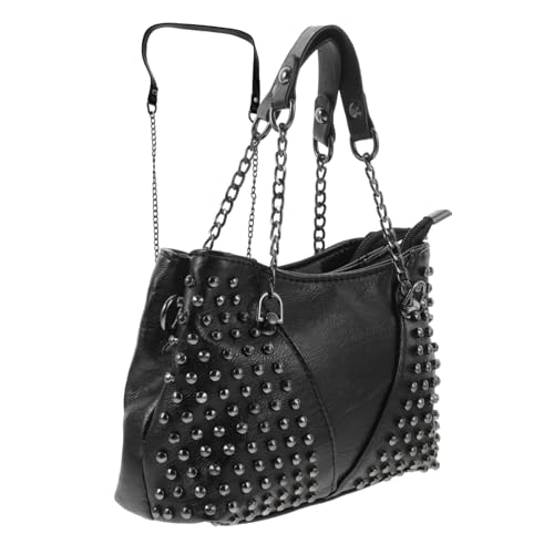Sac bandoulière en PU noir iplusmile au toucher confortable et rivets décoratifs