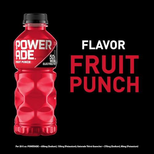 Image of Powerade Fruit Punch, Electrolyte Enhanced Sports Drink, 20 Fl Oz Bottles, 8 Pack | Sport Beverage Enhanced with Electrolytes | 50% More Electrolytes vs. the Leading Sports Drink (per 12oz serving)*